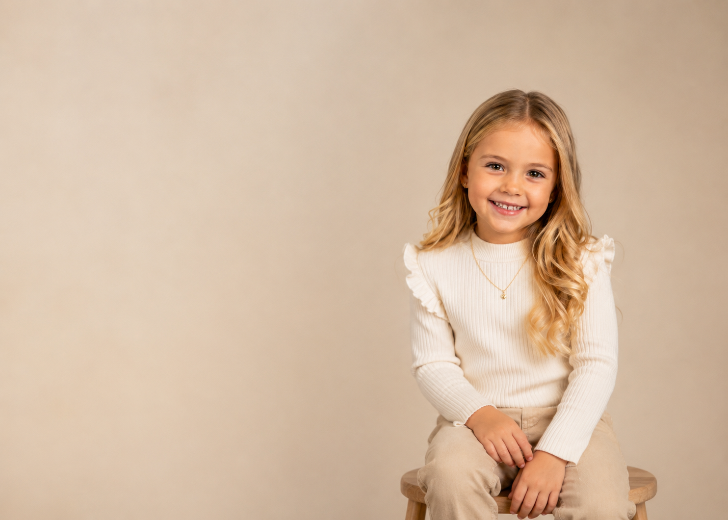 Smiling child portrait in warm natural light